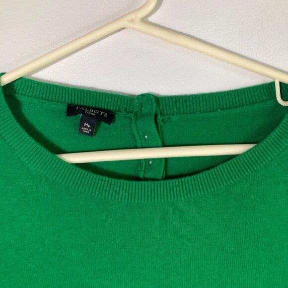Talbots Petites Cashmere Blend Sweater Bell Sleeve Green MP - Picture 4 of 9